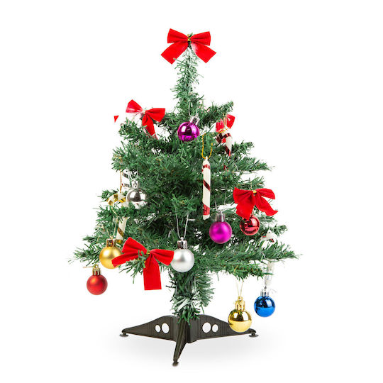 Artificial Fir Tree 40 Cm 20 Decorations Included Complete Set Baubles Bows Candy Canes