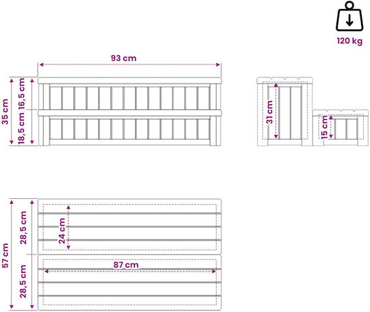 vidaXL Poolausrüstung & -teile Treppen aus Hölzern 93x57x35cm Schwarze