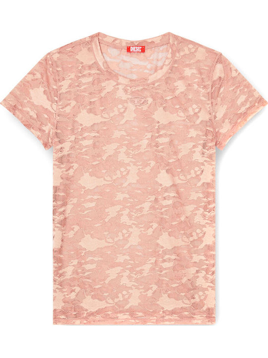 Γυναικείο T-shirt με Διαφάνεια Ροζ