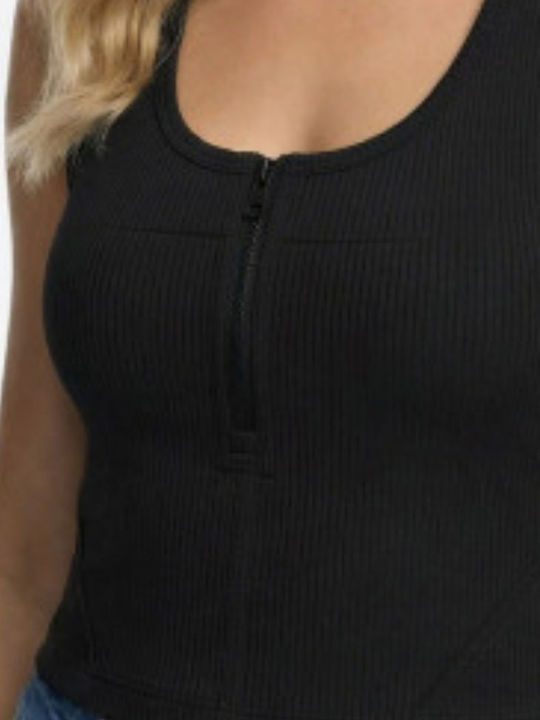 Damen Bluse Ärmellos Schwarze