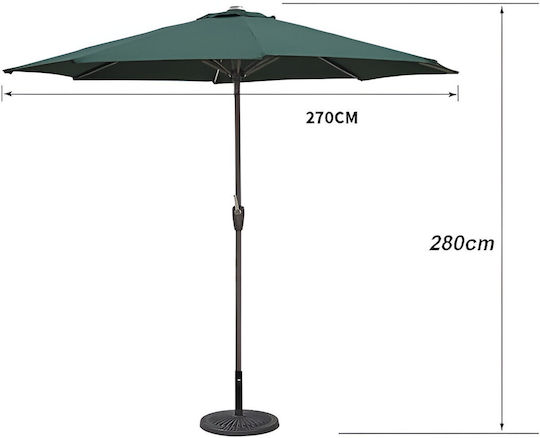 Garten- und Terrassen-Sonnenschirm Rundschreiben Aluminium Grüne Φ2.7m