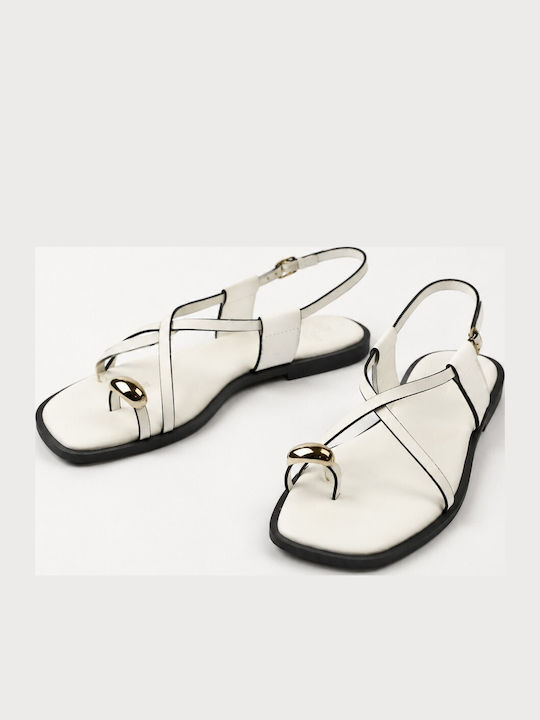 Women's White Flat Sandals