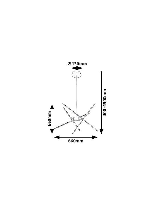 Rabalux Adjustable Black LED Pendant Ceiling Light with Warm White Light 66x66cm