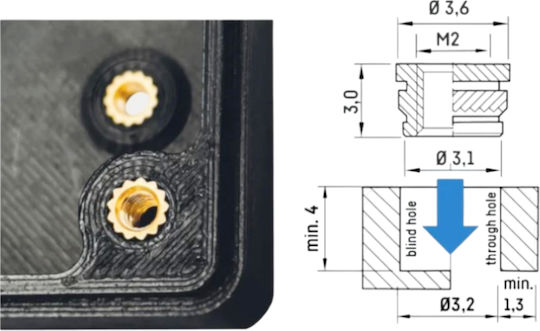Set of Plastic Laptop Threaded Inserts Brass Knurled Threaded Insert M2 Set 10pcs Gold Code 1-bolt003
