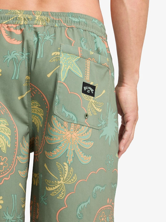 Wasted Times Layback Men's Swimwear Bermuda Green with Patterns