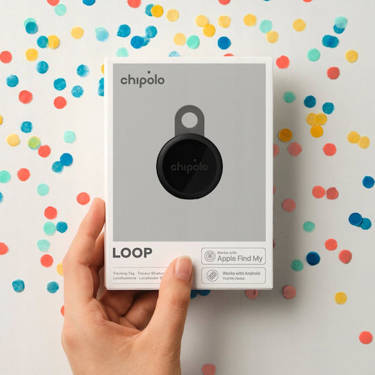 Chipolo Loop Apple Find My & Google Find Hub Kohle 4 Stück mit Smartphone-Tracker Wiederaufladbare Batterie