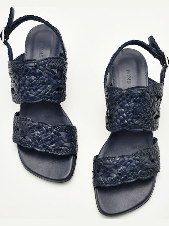 Damen Sandalen Blau Leder