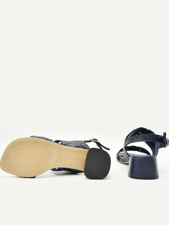 Damen Sandalen Blau Leder
