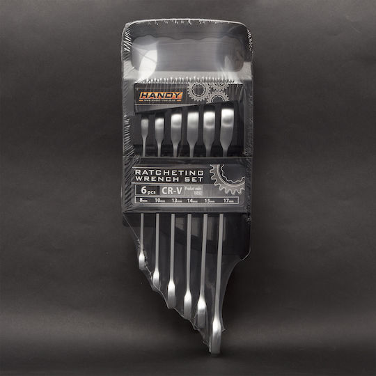 Ratchet Combination Wrench Set 8-17 Mm Chrome Vanadium Steel 6 Pieces