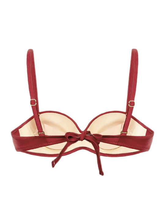 Top De Bikini Fără Bretele Burgundy