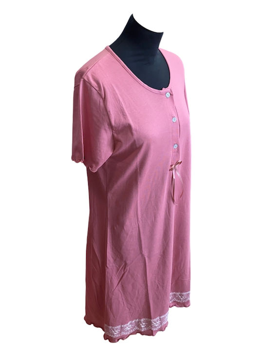 Nina Club Sommerliches Damen-Nachthemd Rosa