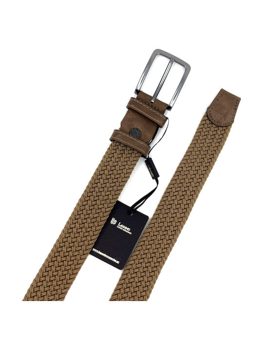 Elastische Herren Gürtel Leder Gestrickt Tabac LGD-162/A Tan