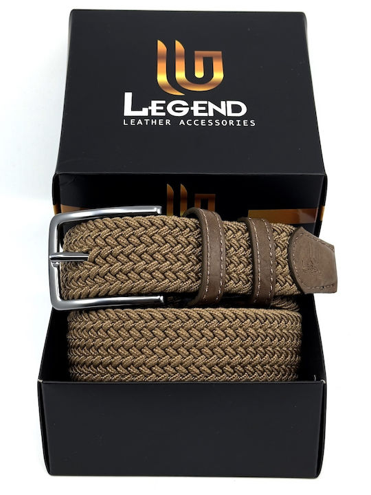 Elastische Herren Gürtel Leder Gestrickt Tabac LGD-162/A Tan