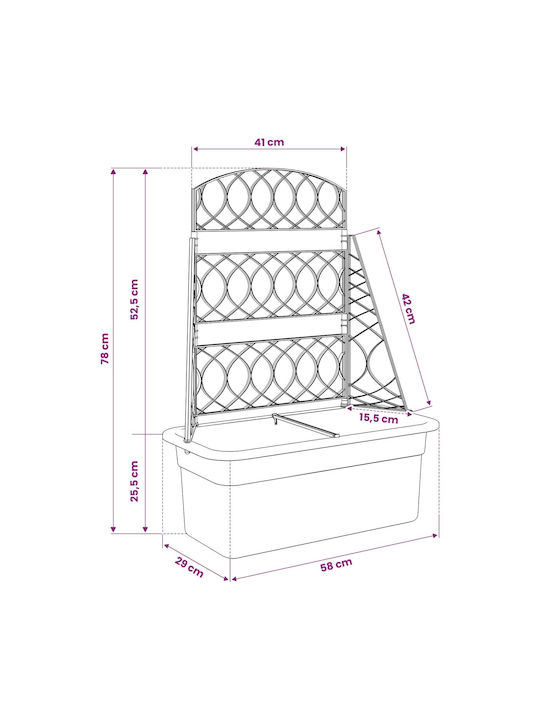 Garden Trellis in Grey Plastic 58x29x78cm