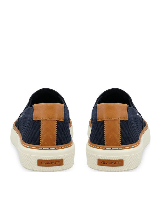 Leder Herren Slip-Ons Blau