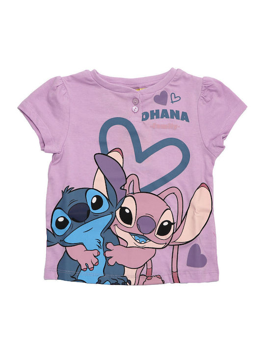 Disney Kids Summer Pyjamas Lilac Lilo & Stitch