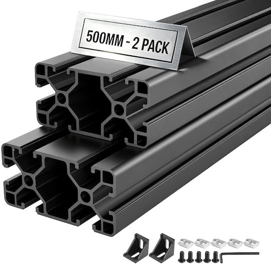 Vevor Σετ 2 Προφίλ Αλουμινίου 4080 T-slot 500 Mm Ανοδιωμένο Μαύρο Txoblxcdghs40pns6001v0