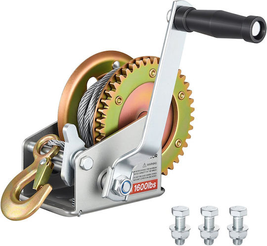 Troliu pentru barcă Vevor Troliu manual 726 kg Manivelă manuală de tip greu Cablu de oțel de 10 metri Clichet portabil bidirecțional Mâner antiderapant Instrument ușor de instalat pentru tractarea remorcii de barcă
