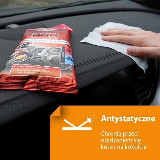Moje Auto Καθαριστικά και Γυαλιστικά Μαντηλάκια για Ταμπλό Αυτοκινήτου με Άρωμα Λεμόνι 24τμχ
