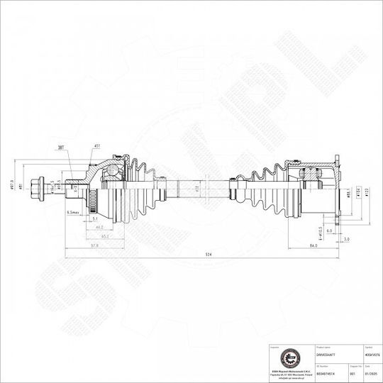 Half Axle Audi A4 Seat Exeo Front Left Right 8e0407451x