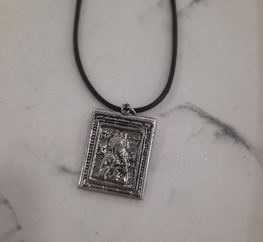Pendant Talisman Virgin Mary Saint Christopher Black Cord