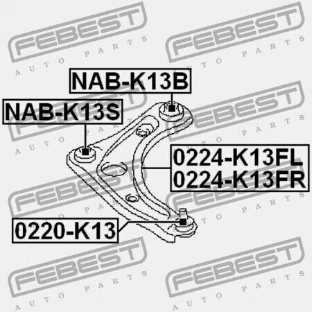 Febest Vorderseite Control Arm Gummi Für Nissan Note E12 2012.09 JP 54500-1HJ0A