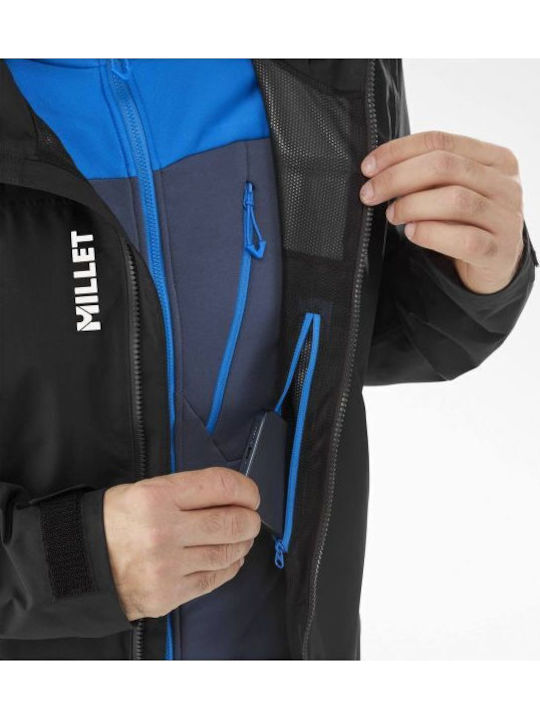 Herren Jacken Hardshell Wasserdicht und Winddicht Schwarz