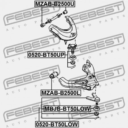 Febest Vorderseite Kontrolle Arm Unterring Mazda Bt-50 Un 2006-2008 Eu Uh75-34-450