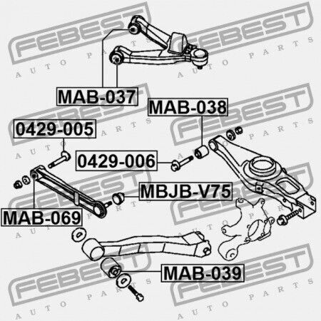 Febest Schraube Für Hinteren Oberen Steuerarm Mitsubishi Pajero Monterolong V90 2006.08 G Xp Mr508131