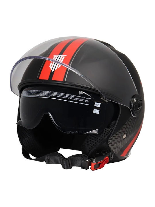 STR GP2 Black / Red Matt Κράνος Μηχανής Jet ECE 22.06 με Sunvisor