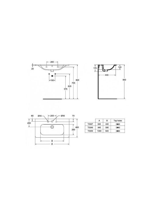 Ideal Standard Chiuvetă Porțelan 64x46x17cm Albă