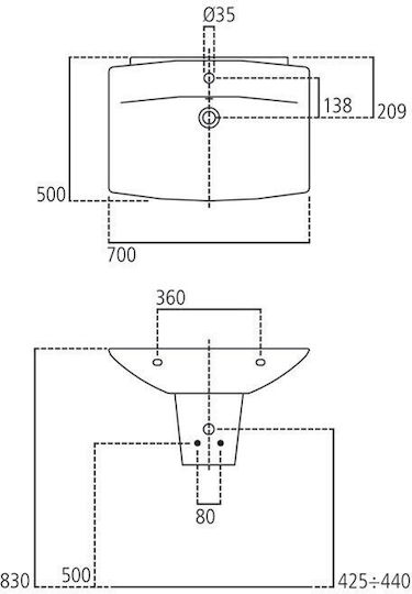 Ideal Standard Chiuvetă De Baie Din Porțelan 70x50x15cm Albă