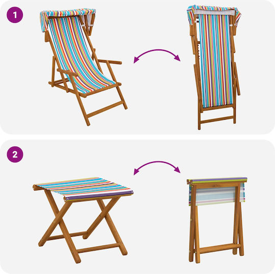 vidaXL Wooden Outdoor Chair Multicolour with Cushion 4 Pieces 67.5x113x103cm
