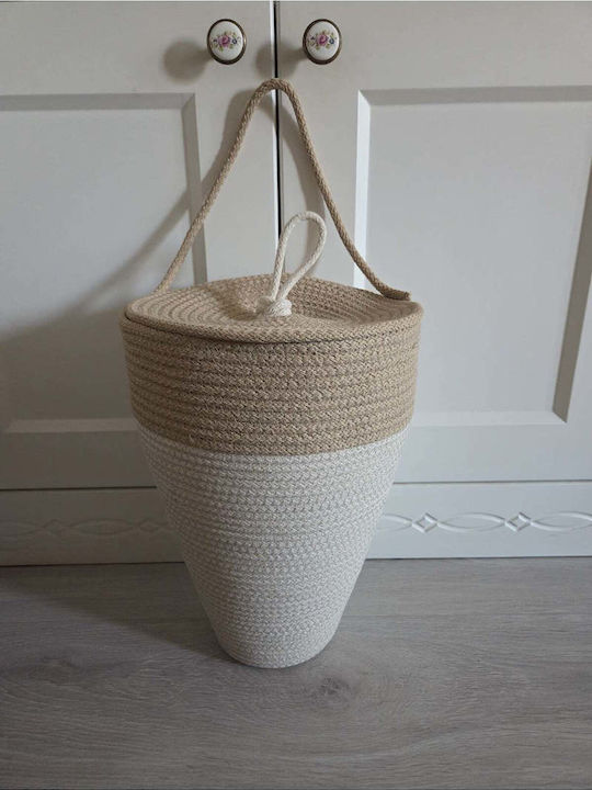 SteweHome Decorative Fabric Basket with Cap Ecru 30x17cm