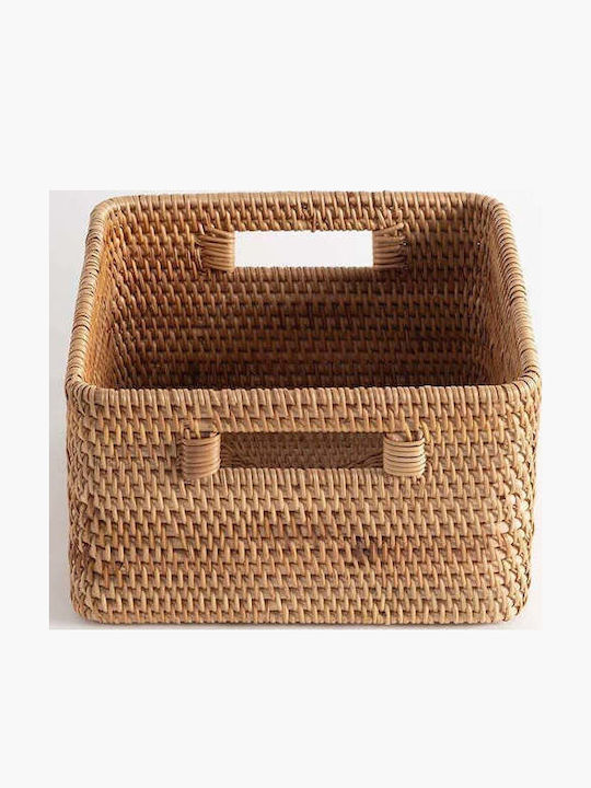 SteweHome Διακοσμητικό Καλάθι Ψάθινο Μπεζ 27x25x15εκ.
