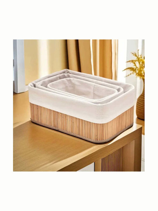 SteweHome Set Coșuri Decorative Bambus Bej 26x26cm 3 Bucăți