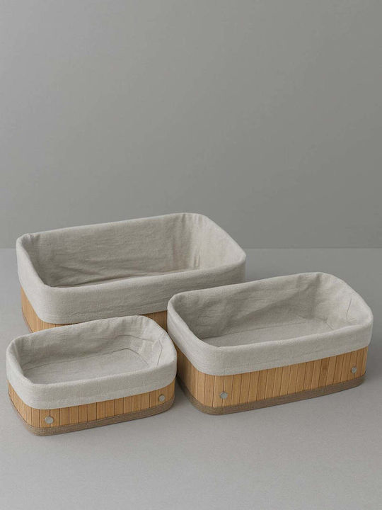 SteweHome Set Coșuri Decorative Din Bambus Bej 3 Bucăți