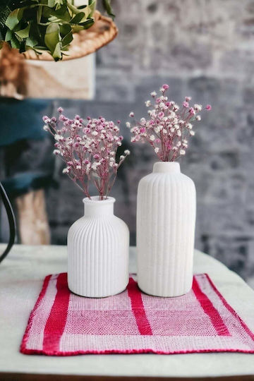 SteweHome Set of Concrete White Vases