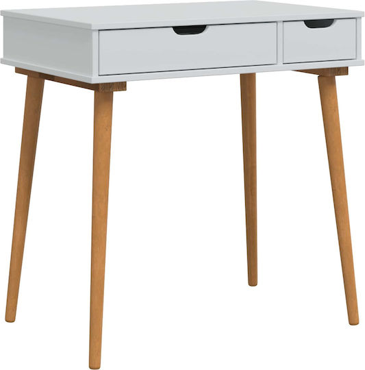 Floor-standing Makeup Dressing Table from Solid Wood White with Mirror 76x50x143cm