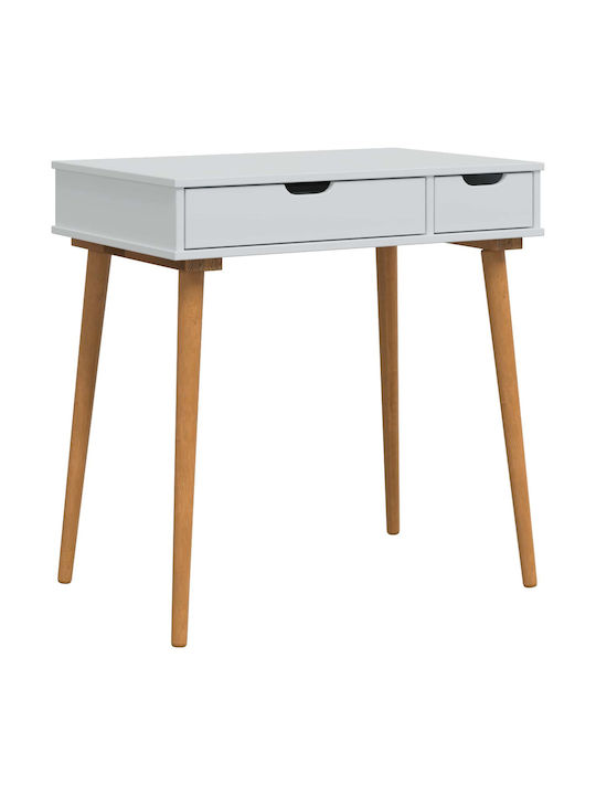 Bodenstehende Schminktisch aus Massivholz Weiß mit Spiegel 76x50x103.5cm