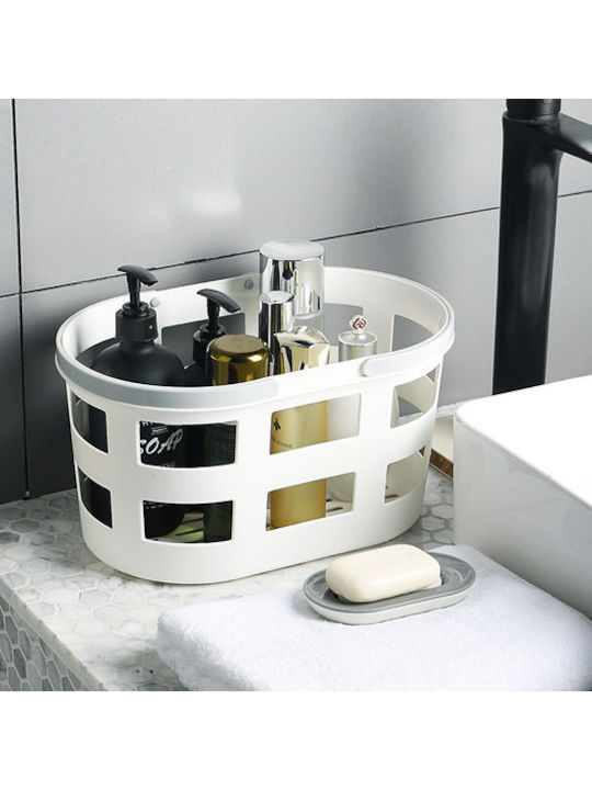 Lalos Set Decorative Plastic Baskets with Handles White 31.6x17x20cm 2 Pieces