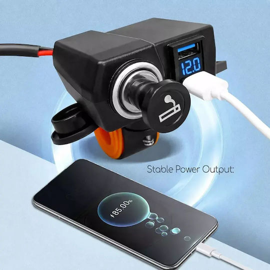 Water Resistant Motorcycle Charger Fast Charging with Voltometer