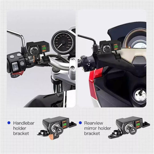 Water Resistant Motorcycle Charger Fast Charging with Voltometer