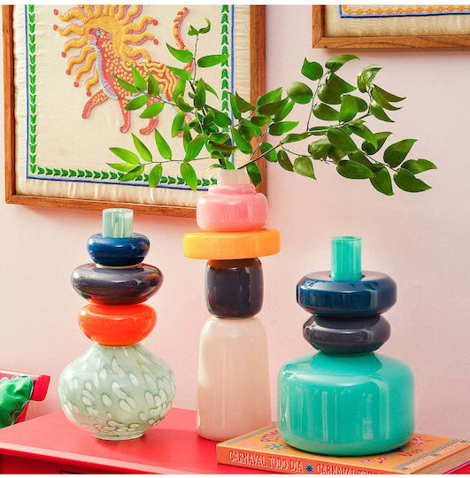 SteweHome Decorative Multicolour Glass Vase