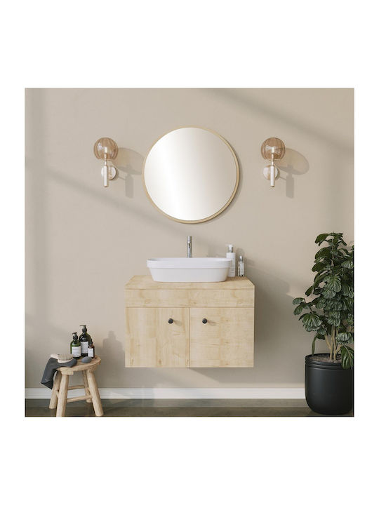 SteweHome Oglindă Rotundă De Baie Din Placă Din Lemn Agregat 60x60cm Auriu