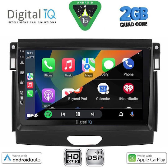 Digital IQ Car Audio System for Ford Ranger 2015-2018 Bluetooth USB WiFi GPS Apple CarPlay Android Auto with 9" Touch Screen