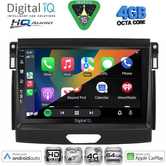 Digital IQ Ηχοσύστημα Αυτοκινήτου για Ford Ranger 2015-2018 (Bluetooth/USB/WiFi/GPS/Apple-Carplay/Android-Auto) με Οθόνη Αφής 9"