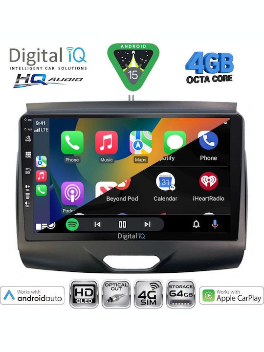 Digital IQ Car Audio System for Ford Ranger 2015-2018 Bluetooth USB WiFi GPS Apple CarPlay Android Auto with 9" Touch Screen