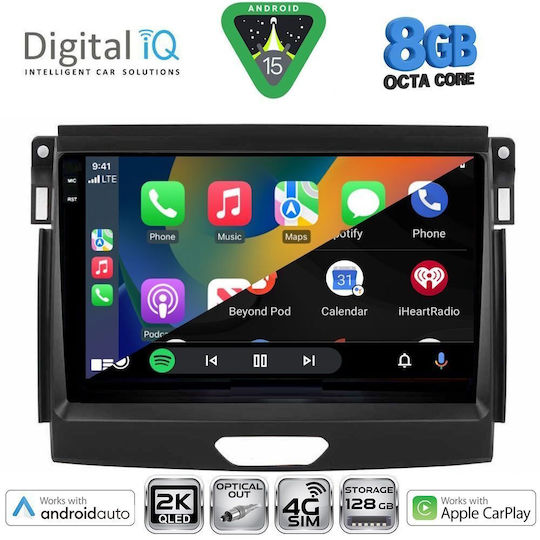 Digital IQ Car Audio System for Ford Ranger 2015-2018 Bluetooth USB WiFi GPS Apple CarPlay Android Auto with 9" Touch Screen