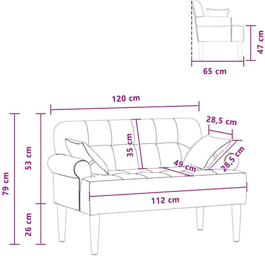 Canapea Cu Două Locuri Albastră 120x65x79cm